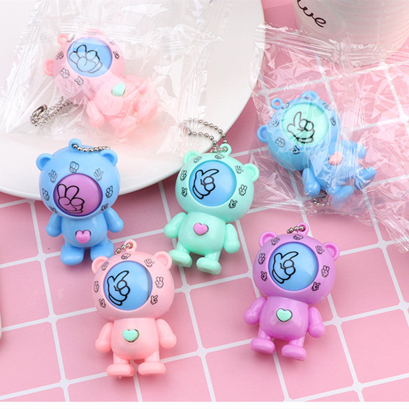 Rock Paper Scissors Bear Toy Keychain - Image 3