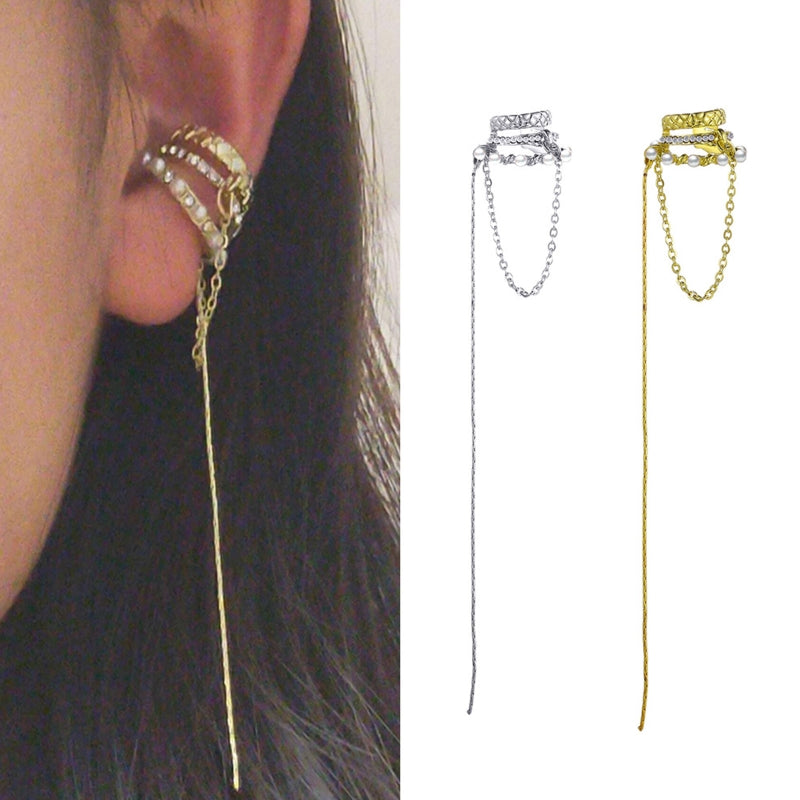 Elegant European No Ear Hole Chain Earrings - Image 3