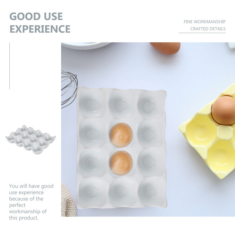 Creative 6 Grids White Ceramic Egg Tray - Image 6