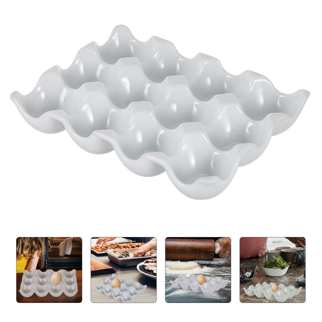 Creative 6 Grids White Ceramic Egg Tray - Image 3