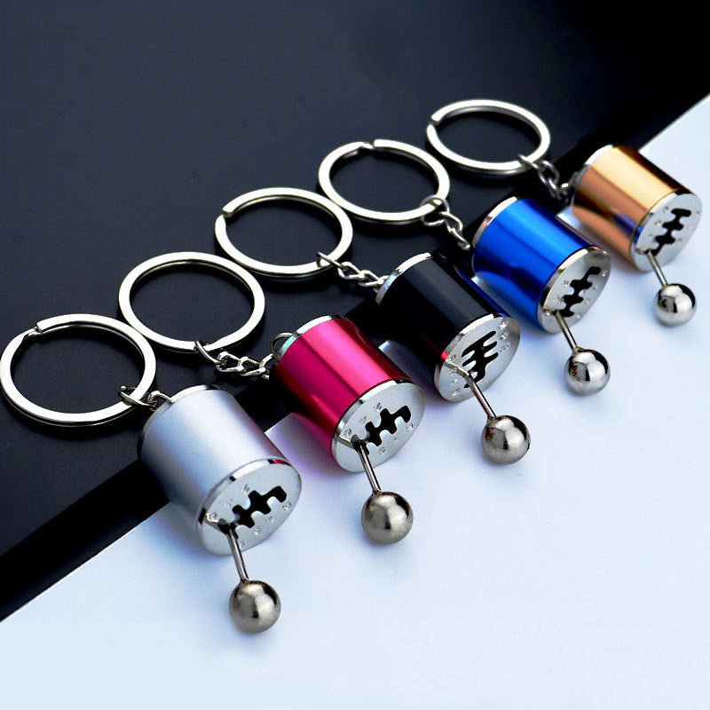 gear shift keychain FashionStore Creative Chains Ring Car 6 Speed Gearbox Gear Shift Racing Tuning Model Keyring(Gold)