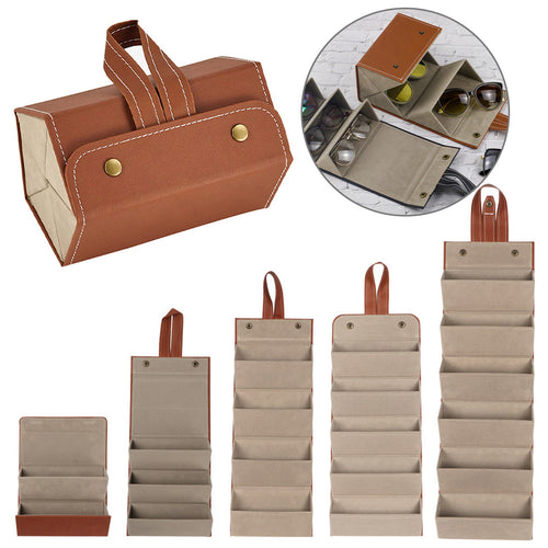 Folding Leather Travel Eyeglasses Organizer - Image 0