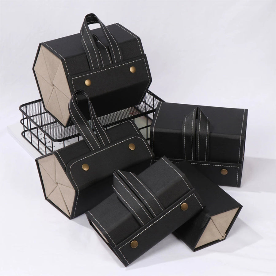 Folding Leather Travel Eyeglasses Organizer - Image 1