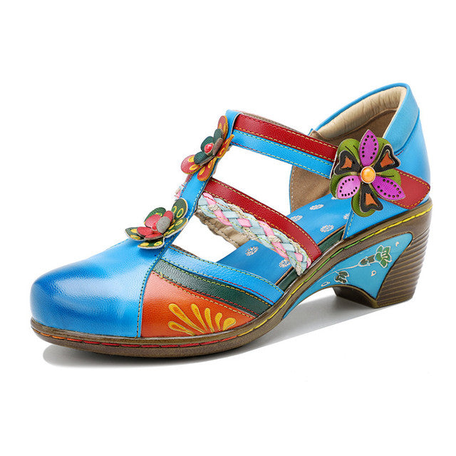 Retro Leather Flower Hollow Out Sandals - Image 9