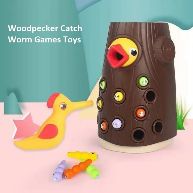 Magnetic Worm Catching Woodpecker Kids Toy - Image 1