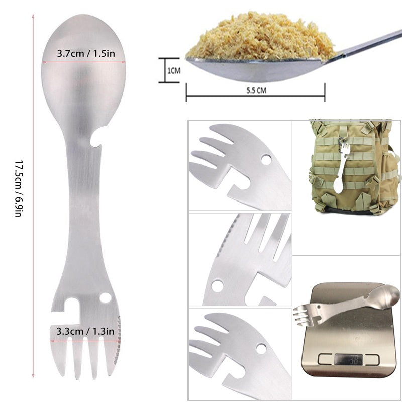 Stainless Steel Multifunctional Bottle Opener Spork - Image 1