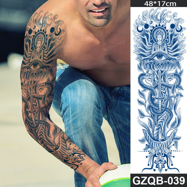 Long Lasting Full Arm Sleeve Tattoo Sticker - Image 32