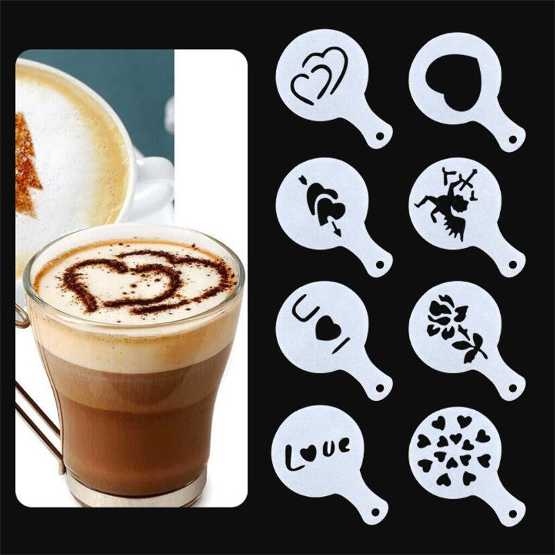 8Pcs Coffee Cake Decoration Stencil Molds - Image 0