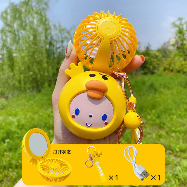 Cartoon USB Charging Fan Makeup Mirror - Image 9