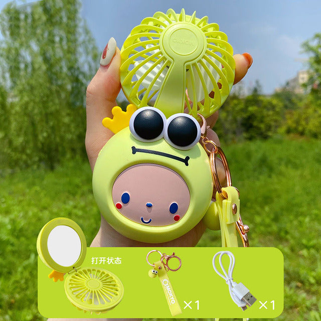 Cartoon USB Charging Fan Makeup Mirror - Image 4