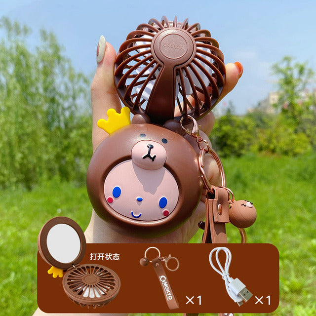 Cartoon USB Charging Fan Makeup Mirror - Image 8