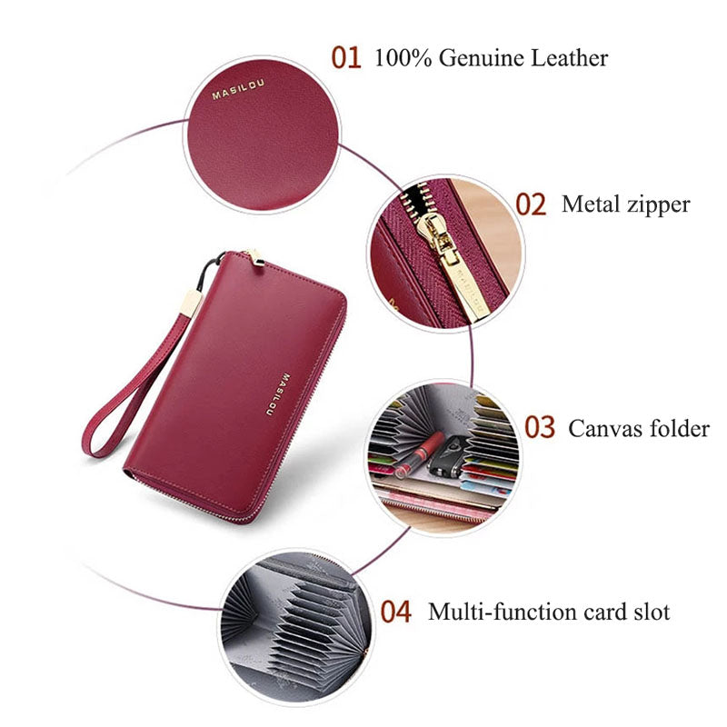 RFID Blocking Large Leather Women Wallet - Image 1