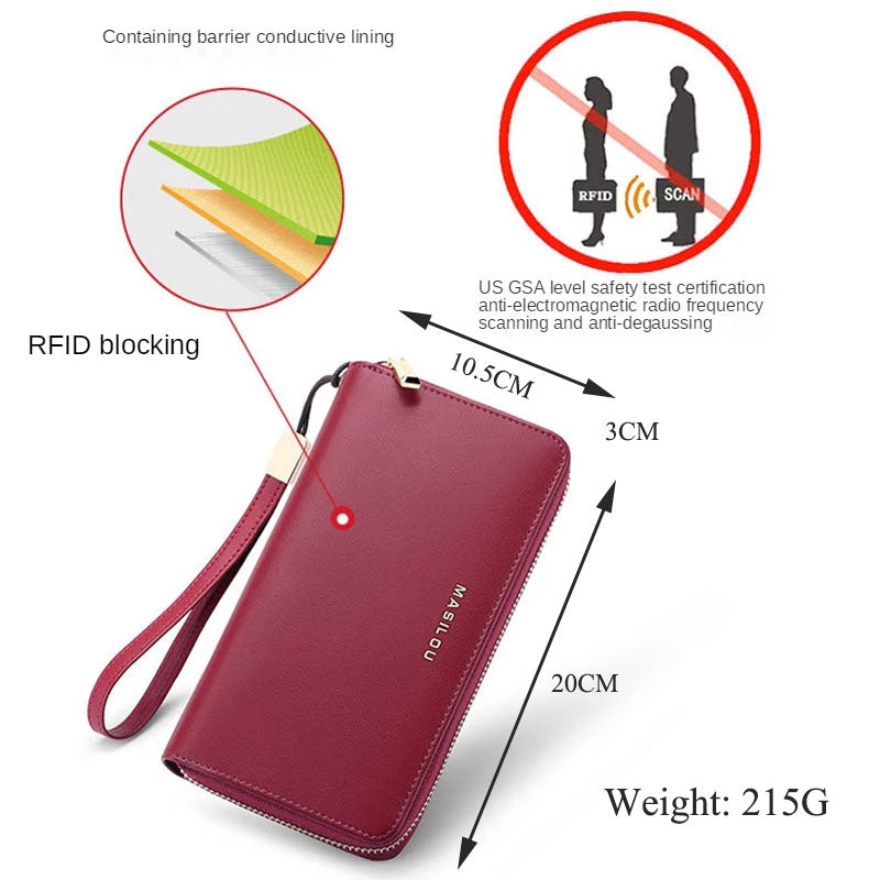 RFID Blocking Large Leather Women Wallet - Image 3