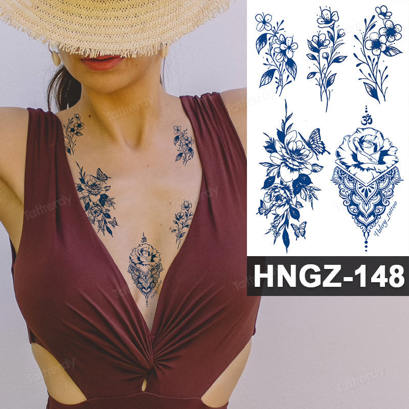 Butterfly Flower Lotus Semi-Permanent Temporary Tattoo - Image 9