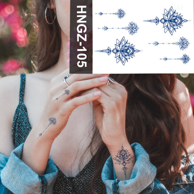 Butterfly Flower Lotus Semi-Permanent Temporary Tattoo - Image 15