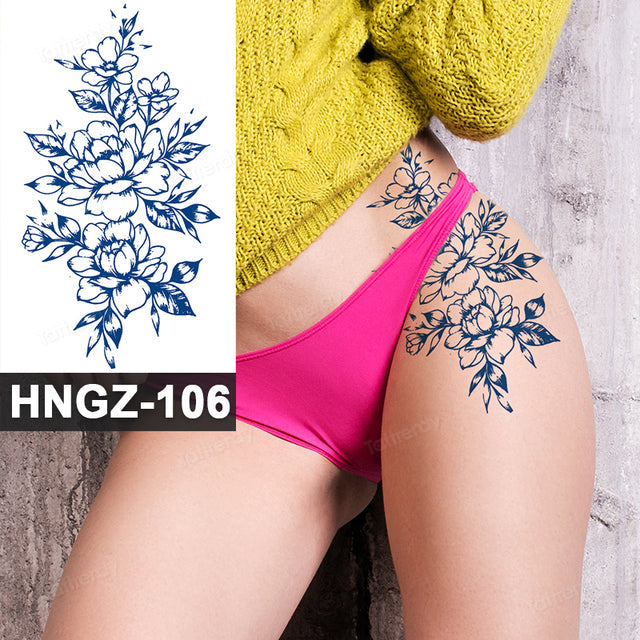 Butterfly Flower Lotus Semi-Permanent Temporary Tattoo - Image 25