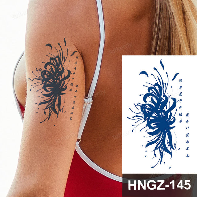 Butterfly Flower Lotus Semi-Permanent Temporary Tattoo - Image 1