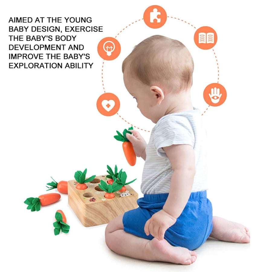 Carrot Picking Wooden Kids Educational Game Toy - Image 1