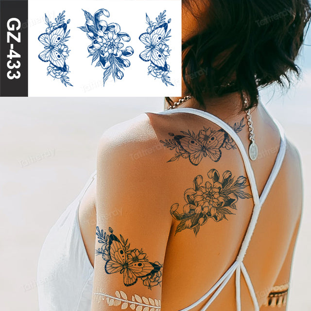 Flower Sleeve Semi-Permanent Tattoo - Image 1
