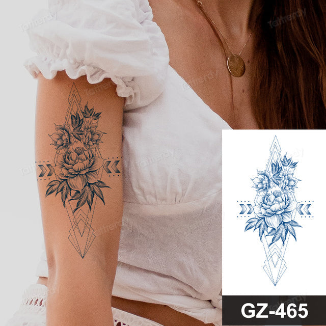 Flower Sleeve Semi-Permanent Tattoo - Image 17