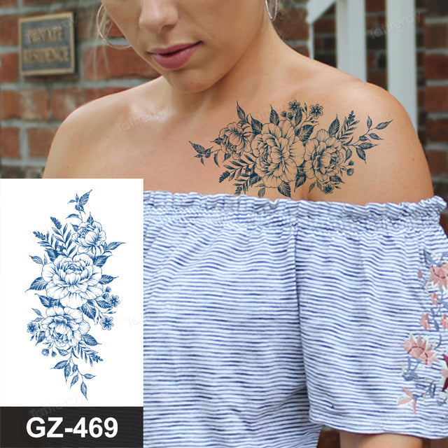 Flower Sleeve Semi-Permanent Tattoo - Image 18