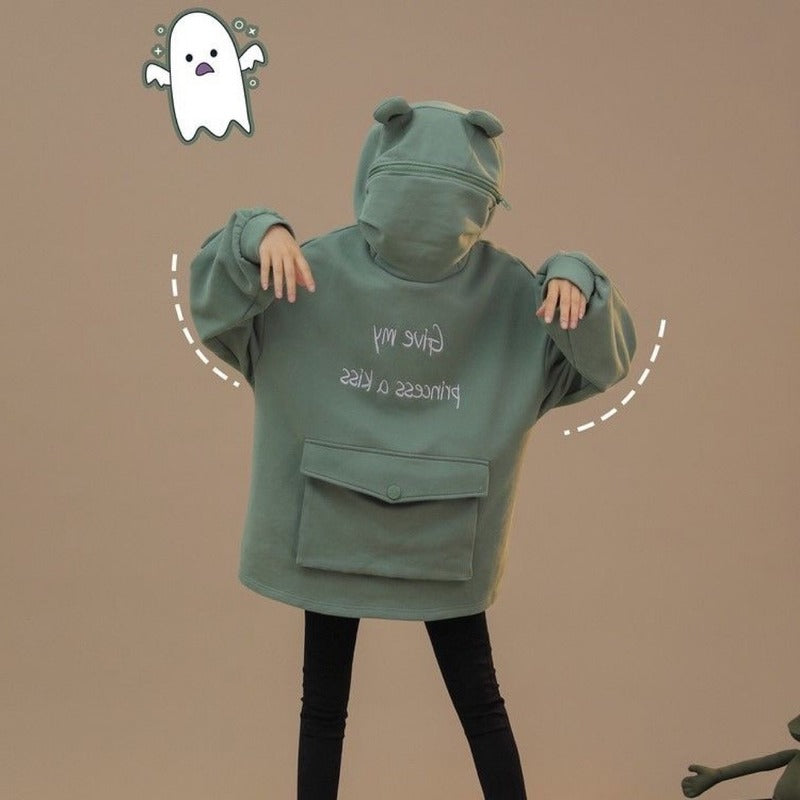 Japanese Style Long Sleeve Frog Hoodie - Image 3
