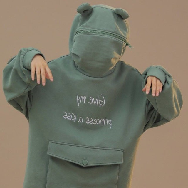 Japanese Style Long Sleeve Frog Hoodie - Image 1