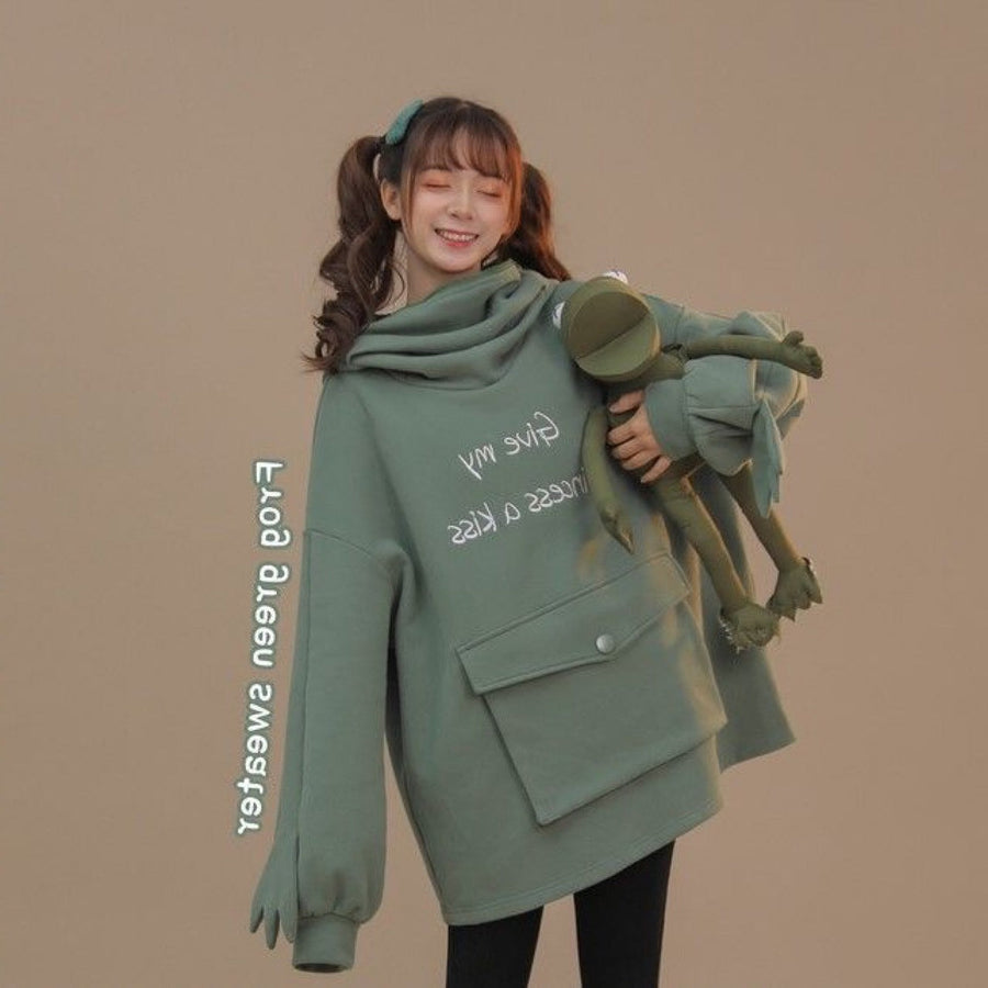 Japanese Style Long Sleeve Frog Hoodie - Image 4