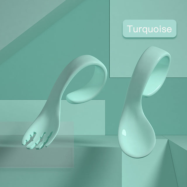 Curved Handle Baby Training Tableware Utensils - Image 7