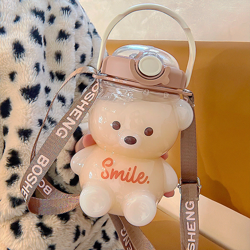 Cute Bear Built-in Straw Water Bottle - Image 8