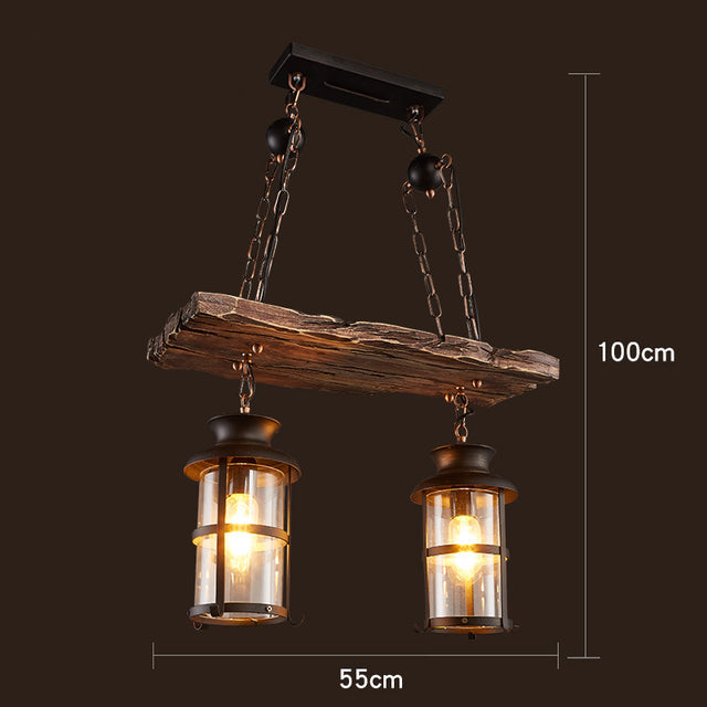 Retro Creative Wood Metal Vintage Pendant Lights - Image 18