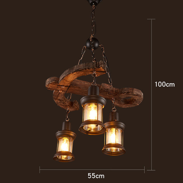 Retro Creative Wood Metal Vintage Pendant Lights - Image 12