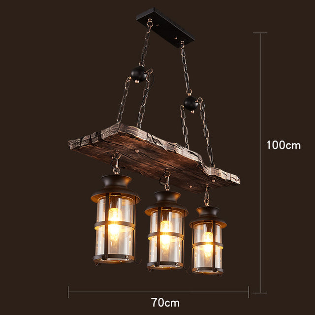 Retro Creative Wood Metal Vintage Pendant Lights - Image 25