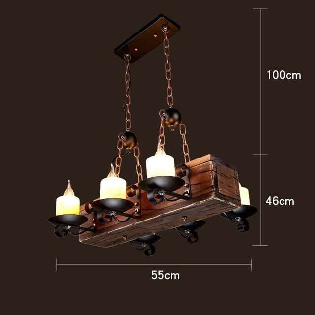Retro Creative Wood Metal Vintage Pendant Lights - Image 16