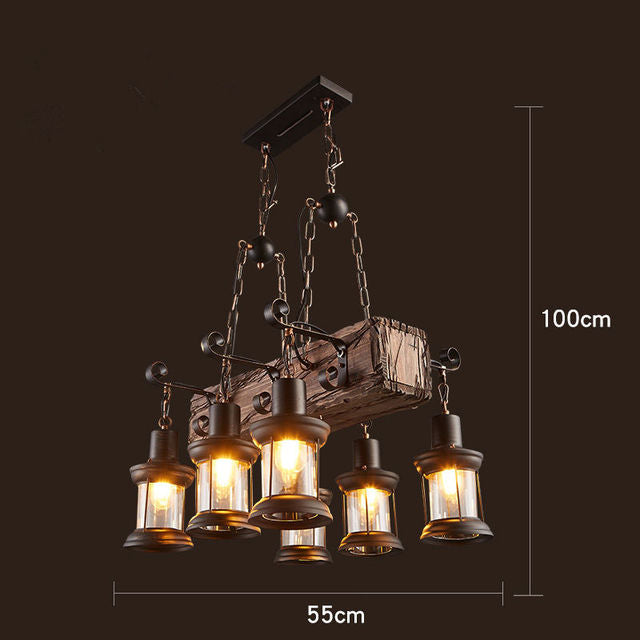 Retro Creative Wood Metal Vintage Pendant Lights - Image 13