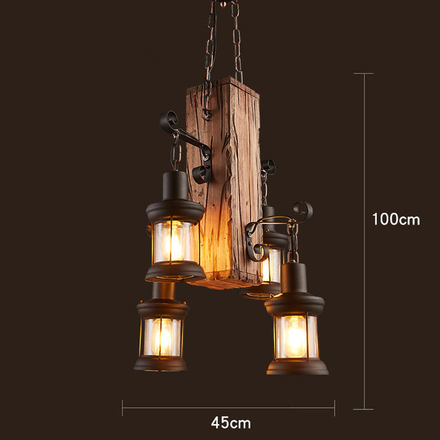 Retro Creative Wood Metal Vintage Pendant Lights - Image 14