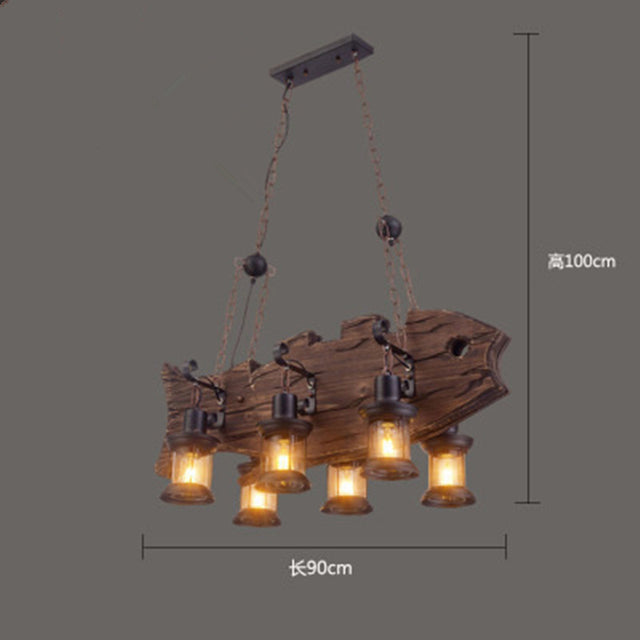 Retro Creative Wood Metal Vintage Pendant Lights - Image 26
