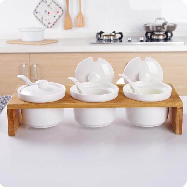 Japan Style Ceramic Spice Jar Kitchen Organizer - Image 1