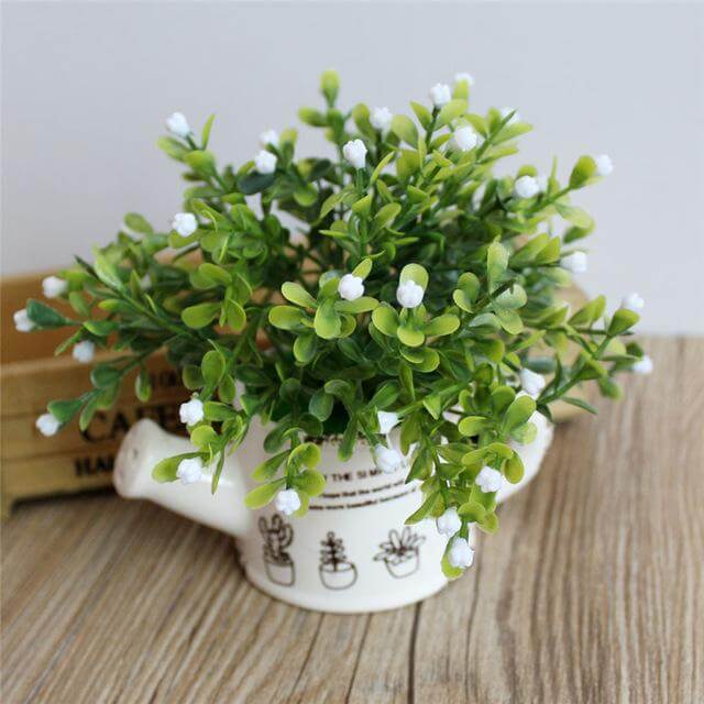 Artificial Plastic Flowers with Ceramics Vase - Image 2