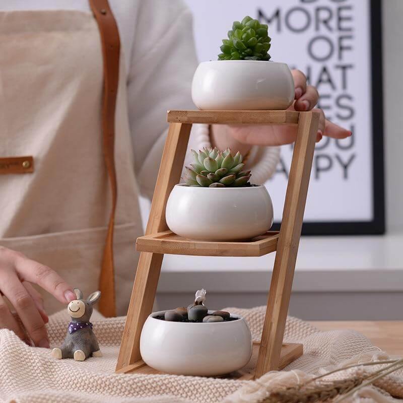 Modern Minimalist White Ceramic Flowerpot - Image 0