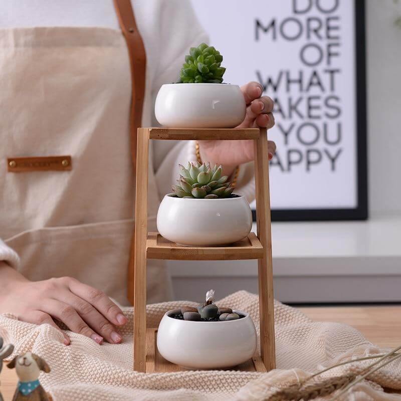 Modern Minimalist White Ceramic Flowerpot - Image 2