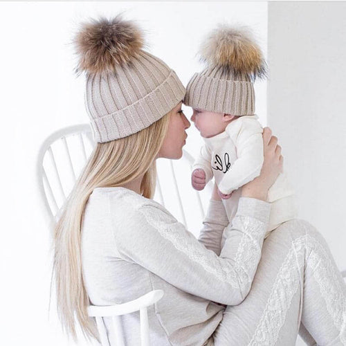 2PCS New Fashion Mommy and Me Winter Warm Hats - Image 0