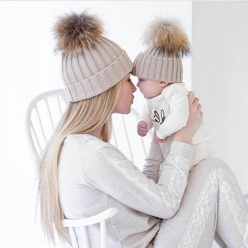 2PCS New Fashion Mommy and Me Winter Warm Hats - Image 0