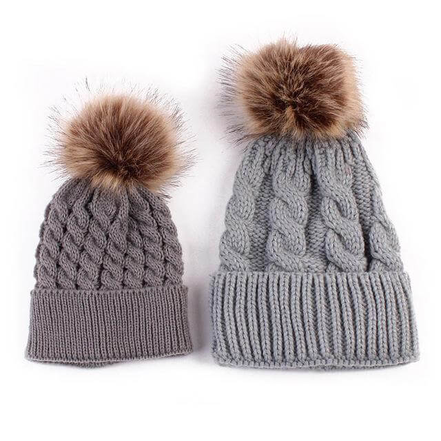 2PCS New Fashion Mommy and Me Winter Warm Hats - Image 1