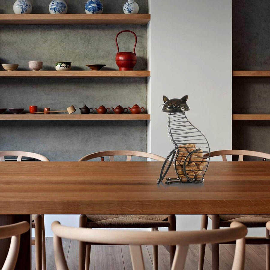 Metal Cat Figurines Cork Container - Image 3