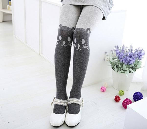 Cartoon Cat Printed Cotton Pantyhose - Image 1