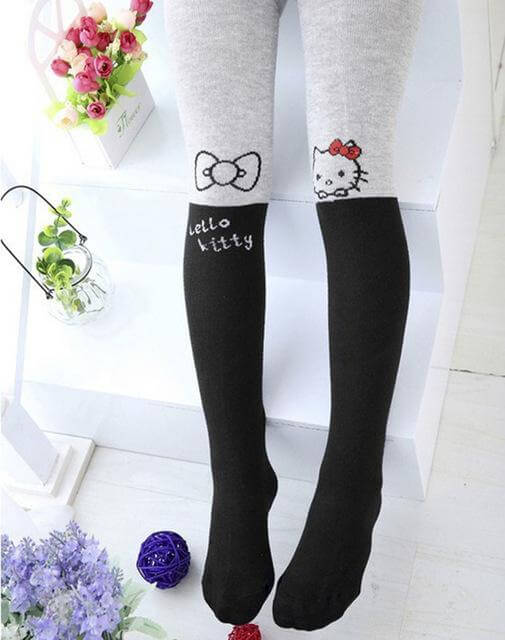 Cartoon Cat Printed Cotton Pantyhose - Image 6
