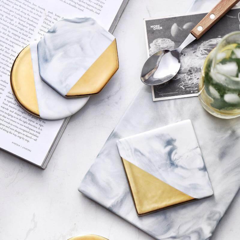 Luxury European Style Marble Stripes Ceramic Coaster - Image 0