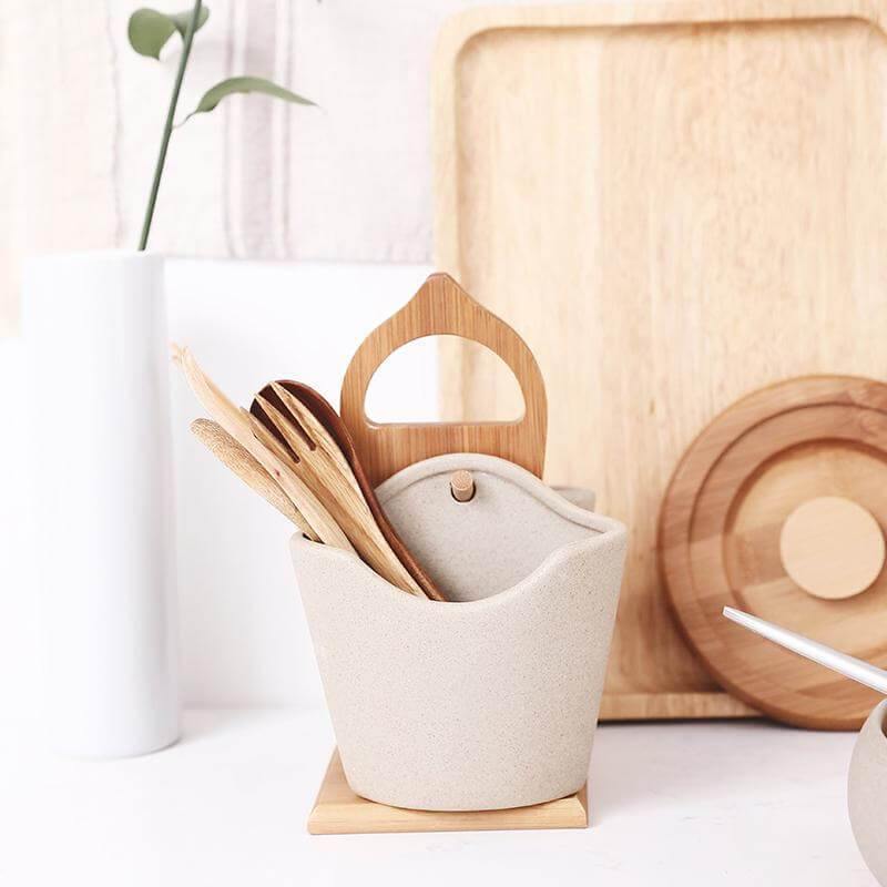 2pcs Japan Style Ceramic Silverware Container - Image 1