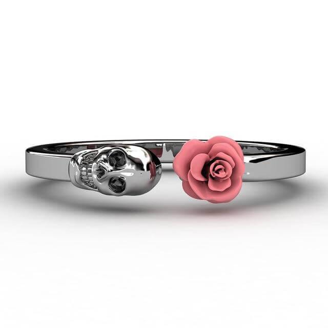 Fashion Skull Stainless Steel Red Rose Ring - Image 1